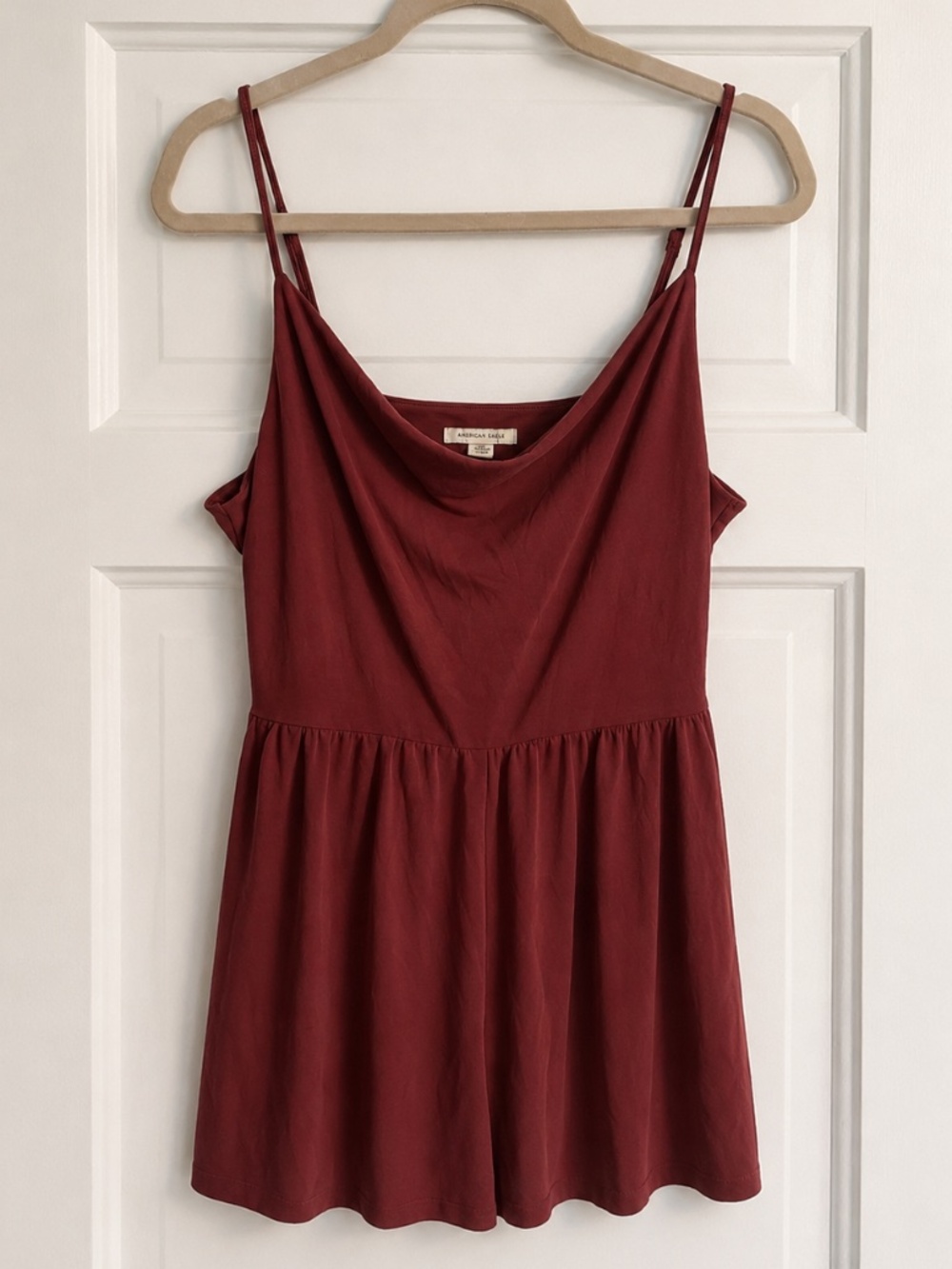 Burgundy Cowl Neck Romper Adjustable Straps Size L